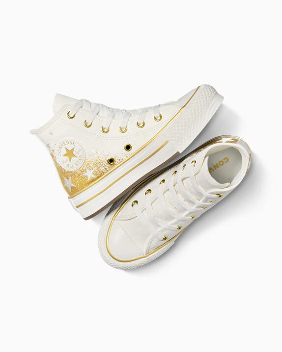 Chuck Taylor All Star EVA Lift Platform Gold Stars High Top - Image 2