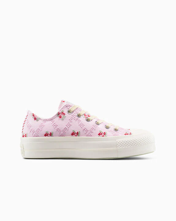 Chuck Taylor All Star Lift Platform Rose Cross Stitch Low Top - Image 4